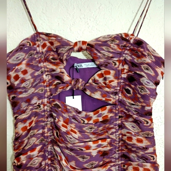 Zara Purple And Burgundy Ruched Sides Mini Dress - Picture 9 of 13